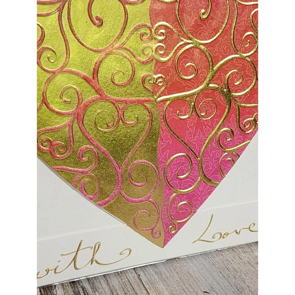 Papyrus RARE Turnowsky Foiled Gold Trimmed Heart Happy ANNIVERSARY Romantic Card